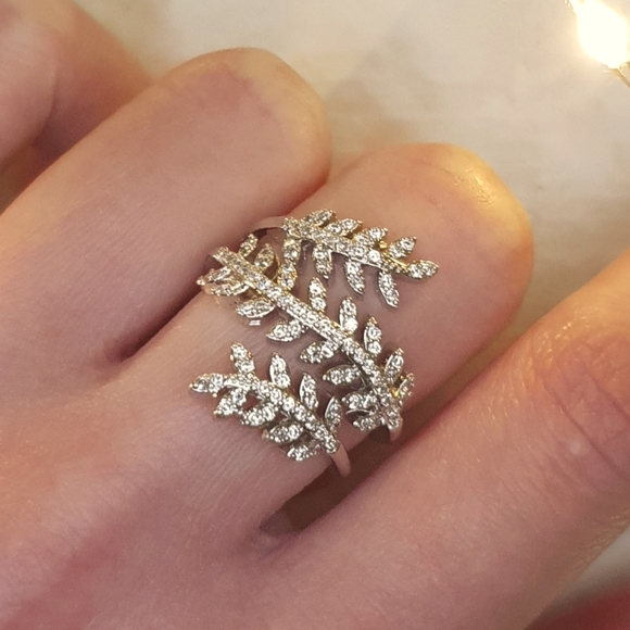 New Charm Silver Branch Leaves Adjustable Ring - Picture 4 of 4